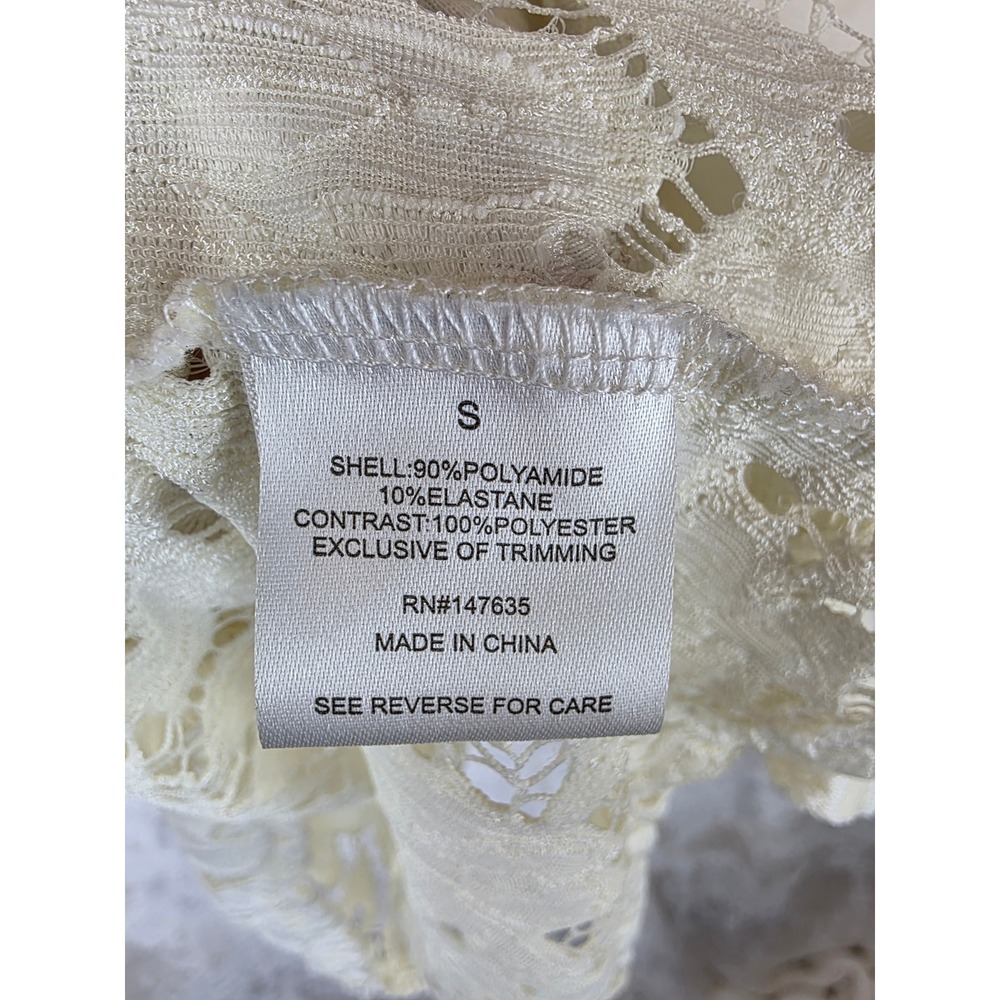 Romeo + Juliet Couture Women Cream Lace Black Embroidered Mesh Yoke Tank‎ Top S - Picture 6 of 6